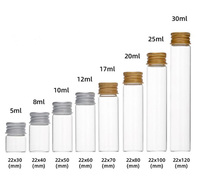 Tabung Kaca Mini 22mm 5ml 10ml 15ml 20ml 25ml 30ml Botol Vial Penyimpanan Kaca Bening untuk Bubuk/Hadiah