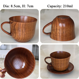 Taza de madera ecológica con mango para té, cerveza, leche y café, productos en Stock - Product Image 2