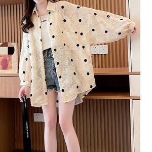 Nueva Camisa de Mujer con Cuello Polo, de Manga Larga, Transpirable, con Estampado de Puntos, Talla Grande, para Verano, Estilo Jacquard - Product Image 3