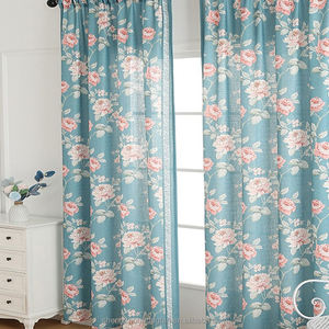 Semi-Blackout Blue Floral Curtain Farmhouse Drapes for Bedroom <strong>Living</strong> <strong>Room</strong> Darkening Window Treatment Rod Pocket <strong>Set</strong> of 2 Panels - Product Image 5