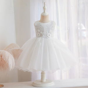 Robe de princesse rose à fleurs pour bébé fille Xin'an Baihui, col cœur, jupe tutu évasée, idéale pour le premier anniversaire - Product Image 3