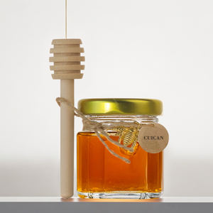 Vente en gros 1.5 Oz mini pots de miel hexagonaux en verre 45ml <span class=keywords><strong>petit</strong></span> <span class=keywords><strong>pot</strong></span> pour fête prénatale faveurs de mariage <span class=keywords><strong>pot</strong></span> de miel en verre avec louche - Product Image 1