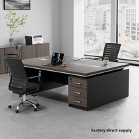 Ensemble bureau et chaise de direction, design minimaliste et élégant, bureau informatique pour deux personnes avec tiroirs, conception intégrée pour le travail en face-à-face