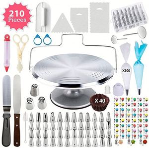 Kit de 210 Piezas para Decoración de Pasteles con Plato Giratorio de Aluminio - Product Image 1