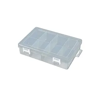 Wholesale Large 8 Grid Transparent Plastic Storage Box with Hinged Lid Electronic Components Jewelry Packaging Box