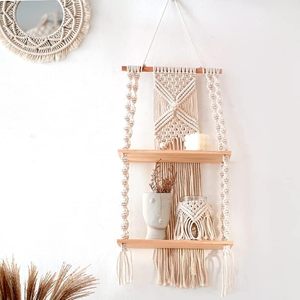 Accueil Décoration Boho Cintres décoratifs pour plantes <span class=keywords><strong>Étagère</strong></span> murale suspendue en macramé - Product Image 2