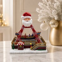 Village de Noël Melody en plastique, bateau pirate du Père Noël avec lumière LED, ornement de table, décoration de Noël pour la maison, cadeau de Noël