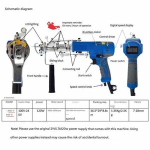 Mesin Tenun Karpet 2 in 1 AK V Hand Tufting Gun dengan Motor untuk Karpet & Permadani Cut Pile, Pistol Tenun Karpet Manual - Product Image 6