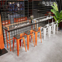 Table de bar en bois massif, style moderne minimaliste, table haute créative pour café, salon de thé, épicerie, espace de repos