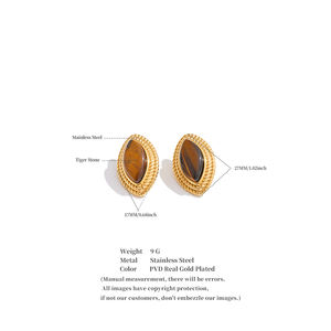 JINYOU 570 Pendientes de Acero Inoxidable Premium con Textura Trenzada, Joyería Geométrica con Piedra de Tigre, para Venta al por Mayor - Product Image 6