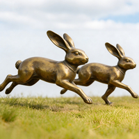 Sculpture animale Coenus de Donald Duck et du Lapin pour jardin extérieur et style Wall Street avec placage en laiton/bronze