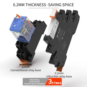 Kustom Ry-ele Miniature miniatur 24V PLC kontrol industri soket Relay 6.22mm ketebalan sekrup jenis daya rendah Din rel