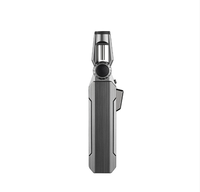 Briquet rechargeable au butane coupe-vent à flamme à jet unique avec verrouillage de sécurité, tête de torche pliable
