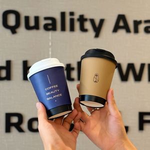 Gobelets en papier biodégradables personnalisés de qualité alimentaire pour café, à paroi simple ou double, avec couvercles et support, pour café chaud - Product Image 5