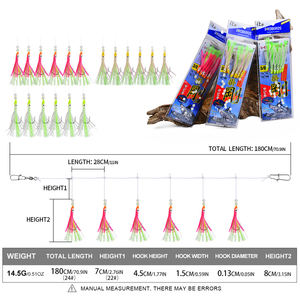 Anzuelos biónicos luminosos <span class=keywords><strong>Espada</strong></span> blanca Anzuelos de pincho de calamar 6 anzuelos que brillan en la oscuridad Cebo suave artificial para aparejos marinos Cebo de calamar - Product Image 2