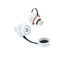 Connecteur femelle droit Lshitech M21 rond TYPE-B2.0 à bride carrée, connecteur USB de qualité industrielle pour transmission directe