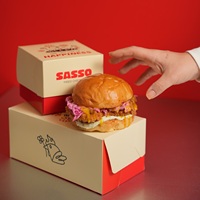 Ensemble d'emballages durables pour hamburgers, solution biodégradable sans PFAS pour les chaînes de restaurants mondiales, prêt à être expédié DDP