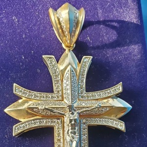 Jesus <b>Cross</b> Diamond Look Pendant Necklace Iced Out Religious Faith Charm Statement Jewelry Gift For <b>Men</b> Women - Product Image 1