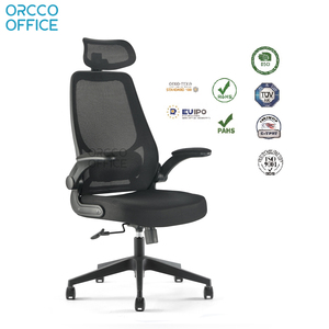 Silla de Oficina Ergonómica Moderna Orcco con Respaldo Alto de Malla, Reposabrazos Abatibles y Base Giratoria de Plástico - Product Image 1