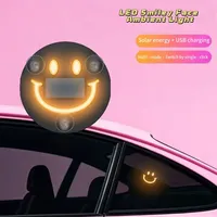 Lumière LED néon sans fil à énergie solaire avec visage souriant, 6 couleurs, lampe d'ambiance intérieure de voiture, accessoire décoratif automobile