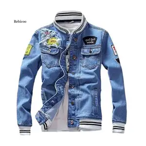 Veste en Jean bleu pour homme, à la mode, Cool, tendance, manteau décontracté, vêtement d'extérieur, col montant, moto, Cowboy, collection automne 2022