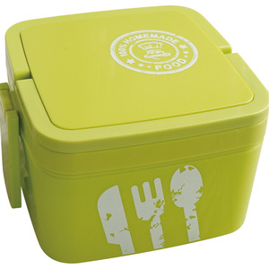 Square Plastic <b>Lunch</b> <b>Box</b> Single Layer With Handle Student Bento <b>Box</b> Green Lid Food Storage Container For Children - Product Image 1
