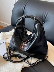 Sac Rétro Décontracté Grande Capacité Argenté Nouvelle Tendance Sac Bandoulière Sac Seau à Épaule Unique Sac à Dos Double Épaule - Product Image 5