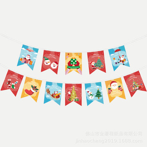 Christmas <b>Banners</b> Paper Cartoon Triangle Flags Durable Party Decorations For Christmas Venue Setup - Product Image 5