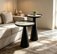 Table d'appoint en bois classique moderne Voxhome pour salon, petite table ronde décorative, table à thé, table d'appoint pour canapé