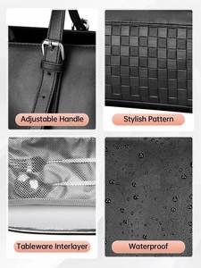 Sac isotherme pour déjeuner en cuir PU imperméable pour femmes, sac pour ordinateur portable 2 en 1 avec compartiment isotherme - Product Image 4