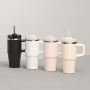 Taza Popular Ligera de Acero Inoxidable con Pajita y Asa para Gimnasio y Senderismo - Product Image 2