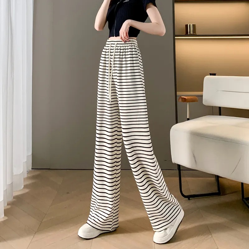 Pantaloni a righe bianche e nere zebrate-bianco