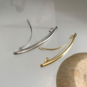 Barrettes longues dorées simples vintage, pince à <span class=keywords><strong>cheveux</strong></span> pour femmes, pince à <span class=keywords><strong>cheveux</strong></span> lisse à ressort pour femmes, forme métallique irrégulière, nouveau tissu - Product Image 4