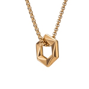 Colliers minimalistes hexagonaux en acier inoxydable plaqué or 18 carats, bijoux tendance, collier avec pendentif hexagonal géométrique pour femmes - Product Image 6