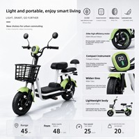 Mini Bicicleta Eléctrica de 48V, Scooter Eléctrico Ligero con Cesta, Dos Asientos, Bicicleta Eléctrica Portátil para Adultos, para Desplazamientos Urbanos