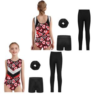 Tenue de gymnastique pour filles de 6 à 16 ans, justaucorps métallisé avec short, pantalon long et ensemble de attaches pour cheveux pour l'entraînement et les événements sportifs - Product Image 3