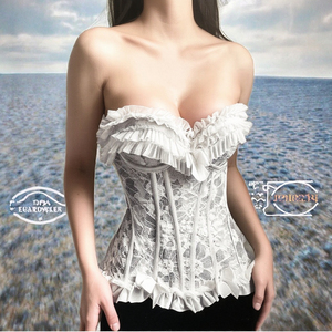 Haut court corset blanc en dentelle florale respirante avec nœud 2025 – Bustier sexy moulant pour femme, idéal pour les soirées et clubs, sculpte la taille - Product Image 3