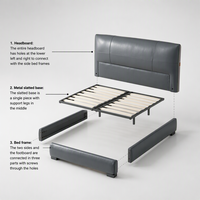 Modernes Vollpolsterbett mit Holzrahmen, Queen- und King-Size, Direkt vom Hersteller, Waschfreies Design, Drehbarer Stauraum