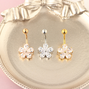 배꼽 버튼 반지 외과 스틸 14G CZ 배꼽 반지 바벨 여자 바디 피어싱 바벨 쥬얼리 - Product Image 5