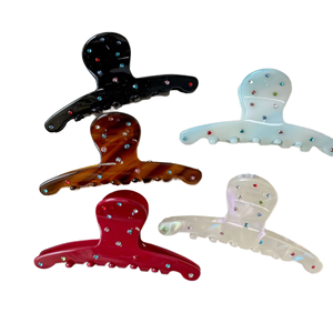 Pince à cheveux coréenne Qian Jin pour <span class=keywords><strong>femme</strong></span>, avec strass colorés en acétate, idéale pour le quotidien et les soirées - Product Image 6