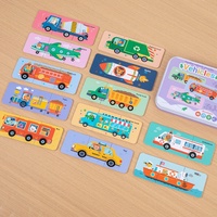 Rompecabezas Portátil de Doble Cara en Caja de Hierro para Niños Pequeños, 5 Temas: Animales, Frutas, Vehículos, Juguete Educativo de Reconocimiento, Regalo
