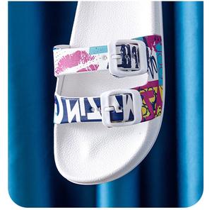 Mở Toe trượt trên gối dép đôi khóa có thể điều chỉnh slide dép phẳng cho phụ nữ và nam giới - Product Image 3