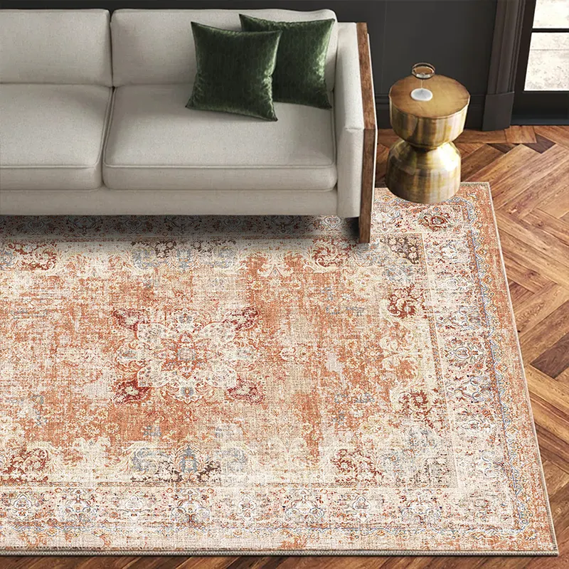 cheap price Low-Pile Indoor Floral Print Carpet Vintage Antique Washed Large Rugs for Living Room carpet decorate