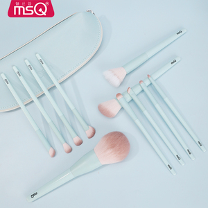 MSQ 11 pièces ensemble de pinceaux de maquillage en cheveux synthétiques de haute qualité poignée de forme plate pour fond de teint fard à joues boîte d'application pour le visage - Product Image 2