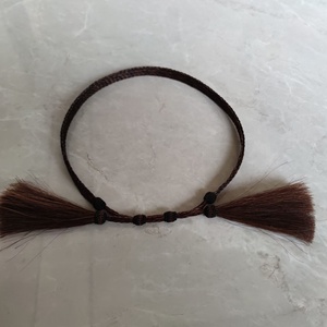 Western Decor Cowboy Rosshaar HAT BAND 5 Strang Schwarz/Silber Pferdehaar 1/2 "Hutband mit langer Maultier quaste - Product Image 5