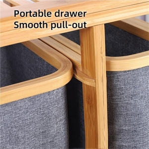 Cesto de Ropa Sucia de Bambú para Ahorrar Espacio en el Baño, Organizador de Ropa Sucia, Cesta de Ropa de Madera de Gran Capacidad con Estante - Product Image 5