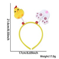 Nouveauté 2025 : Adorable serre-tête en plastique jaune avec motif de poulet et de fleurs, confortable, pour enfants, décorations de fête de Pâques et d'Halloween