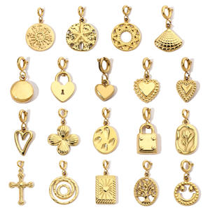 18K金メッキロブスター留め金ステンレス鋼ラッキーハートクロス動物チャームペンダントブレスレットネックレスジュエリー作り - Product Image 2