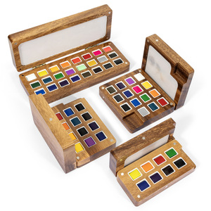 Scatola di legno <span class=keywords><strong>acquerello</strong></span> pigmento stile nazionale 8/12/15/24 colore noce Mini solido <span class=keywords><strong>acquerello</strong></span> pacchetto Set di pigmenti - Product Image 1
