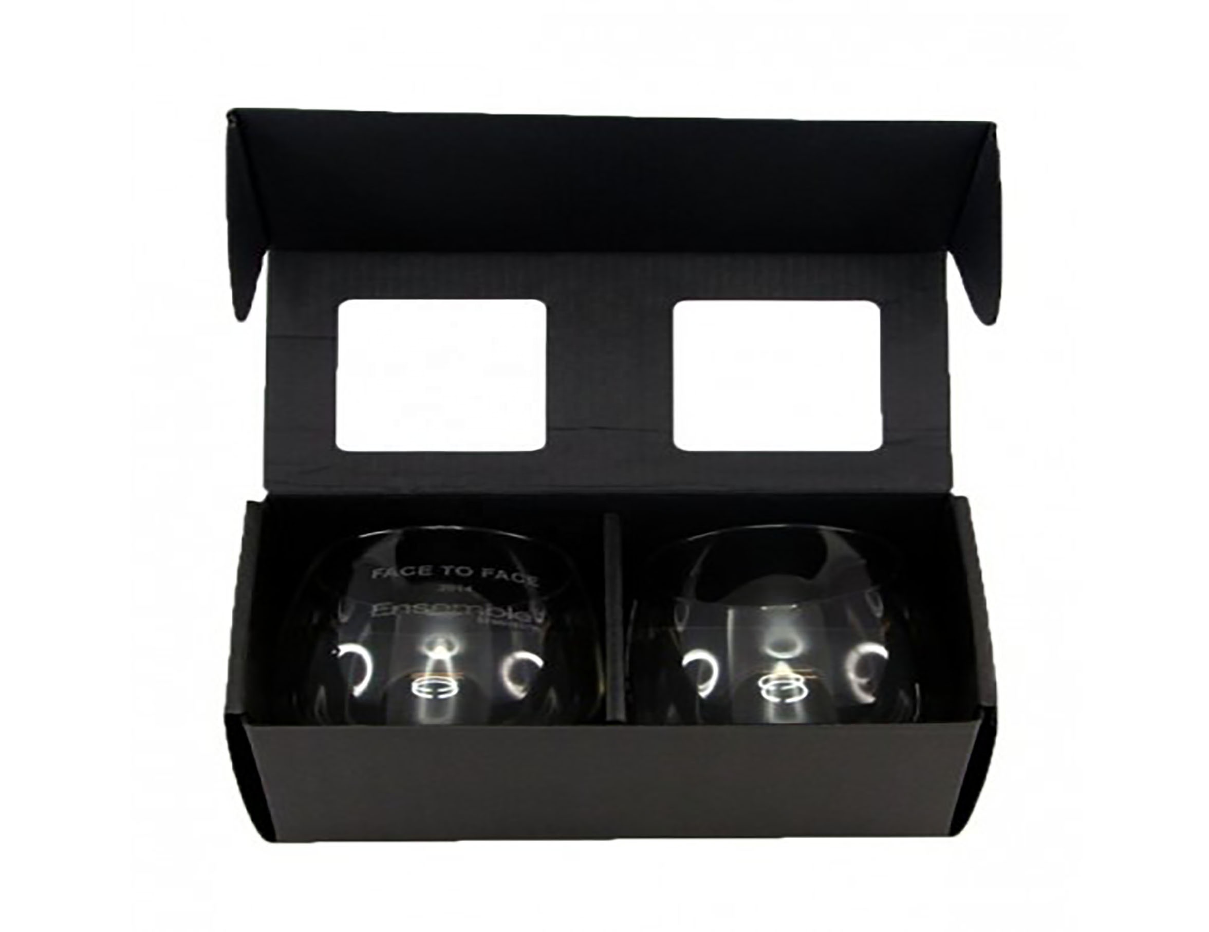 Stemless Wine Glasses in Black Packaging Boxes - Set of 2